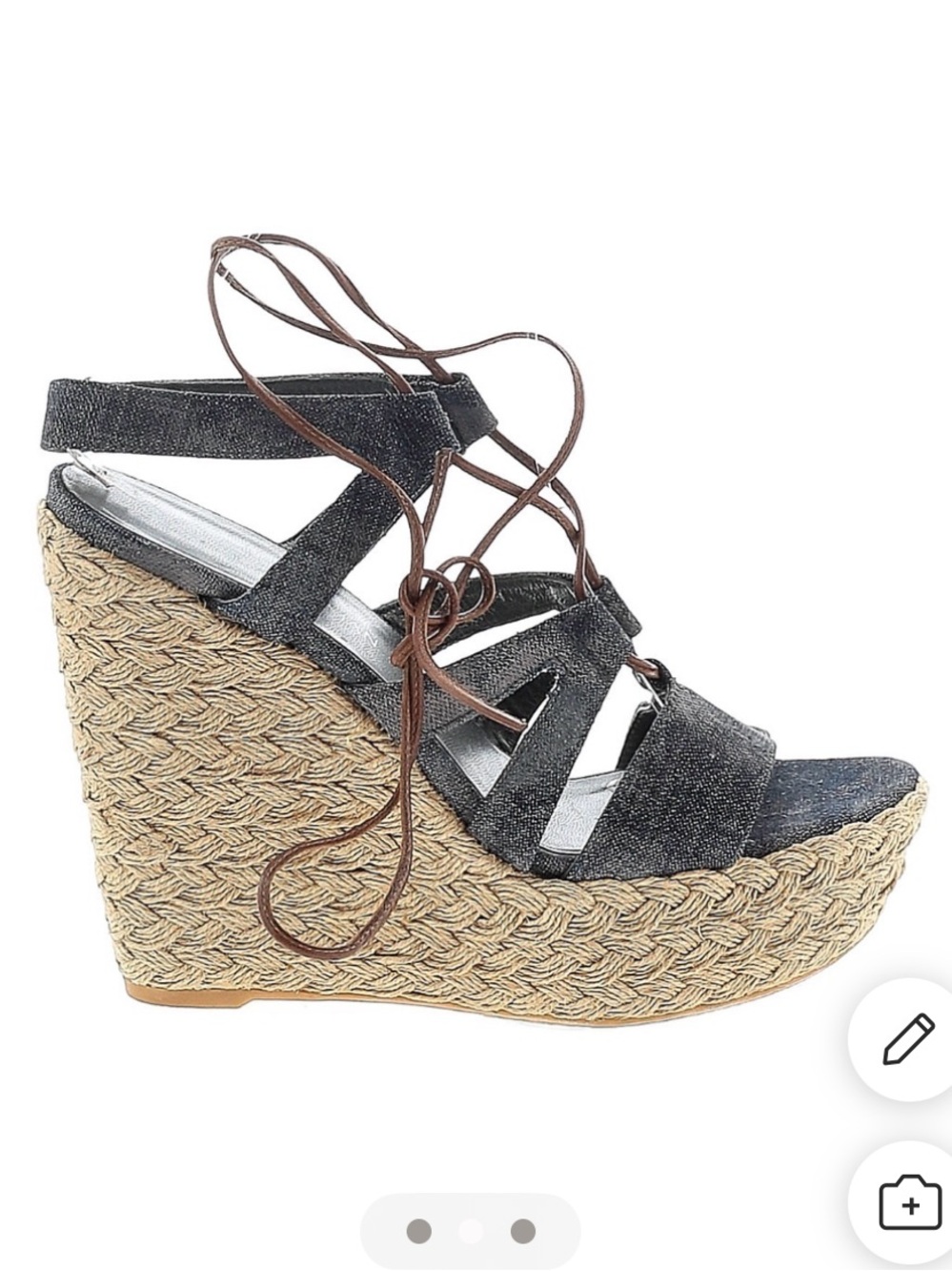 Stuart Weitzman wedges shoes‎ sandals  Lace-Up Espadrille denim 9